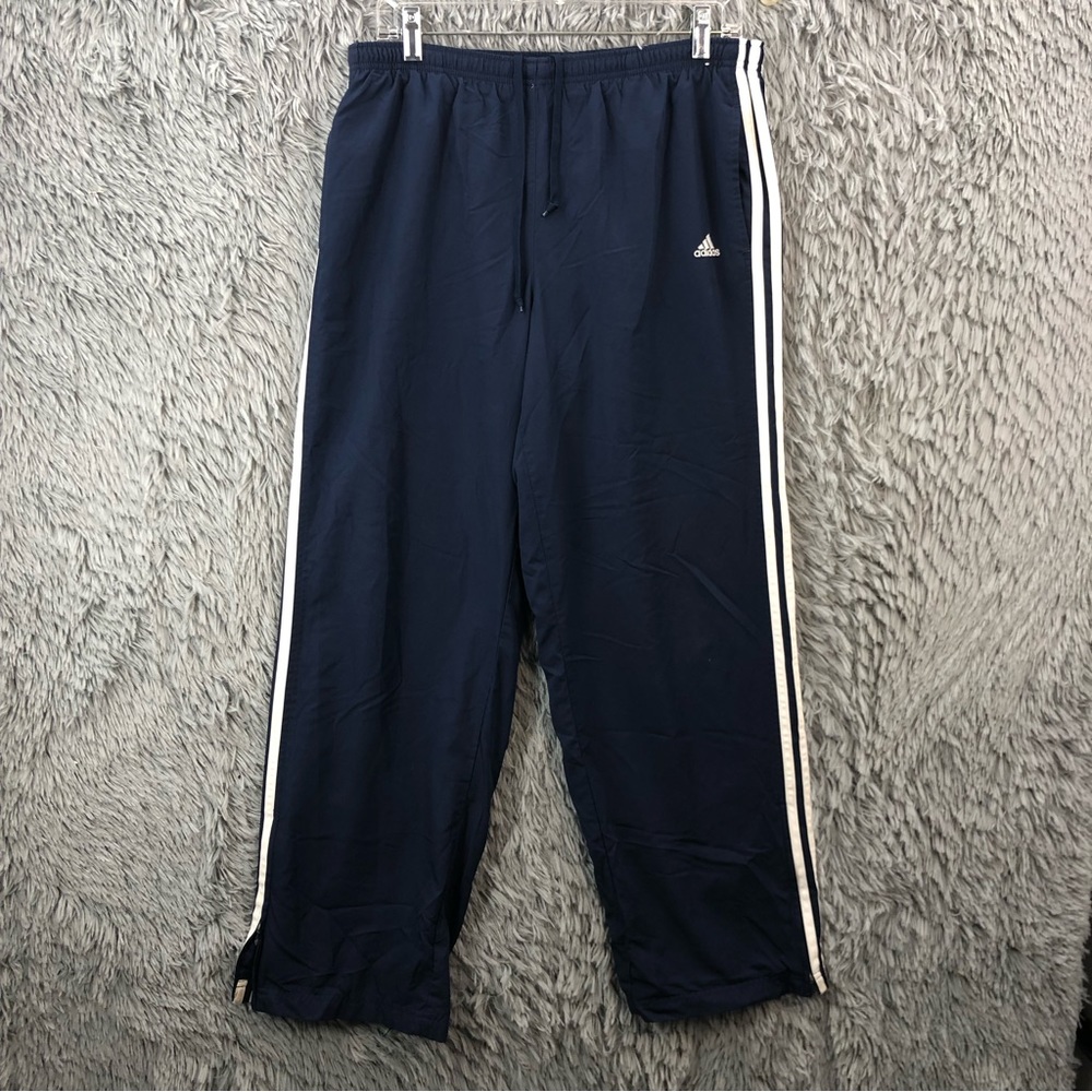 Adidas Track Pants Men Large Drawstring Waist Zipper Side Hem Athletic Workout